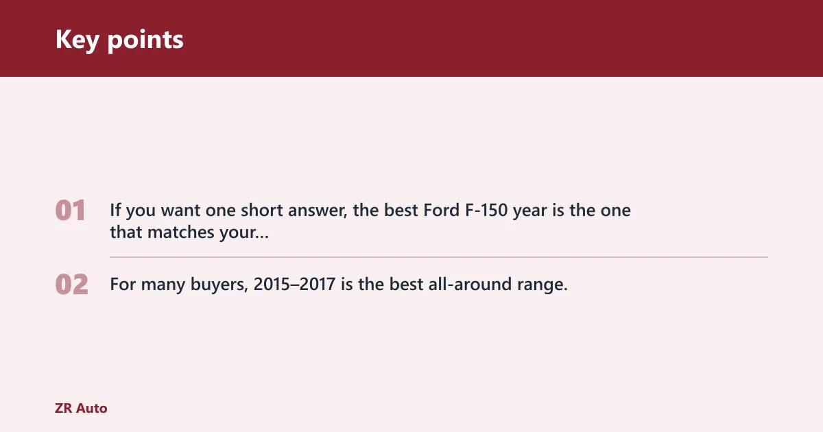 Key points: What is the best Ford F-150 year to buy?