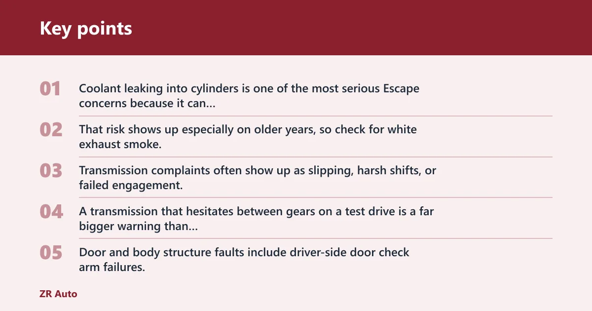 Key points: What are the most common Ford Escape problems?