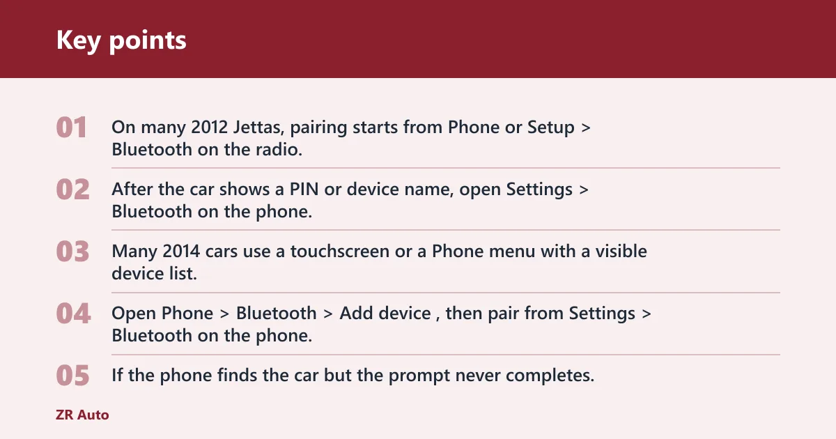 Key points: Model-year pairing matrix for common VW Jetta setups
