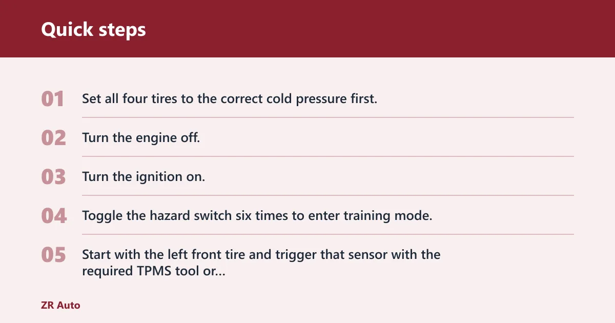 Quick steps: How to retrain the tire sensors