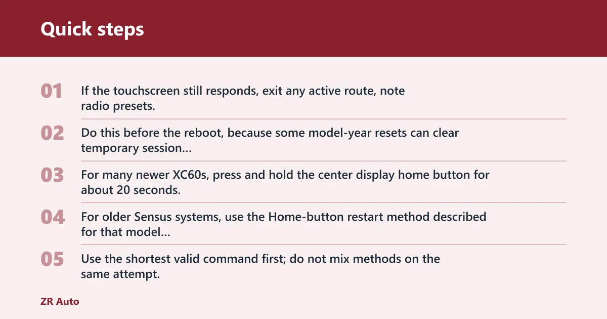 Quick steps: How do you reset the center display?