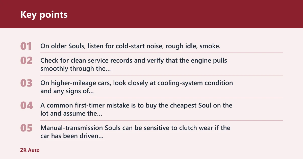 Key points: Kia Soul problems by year group