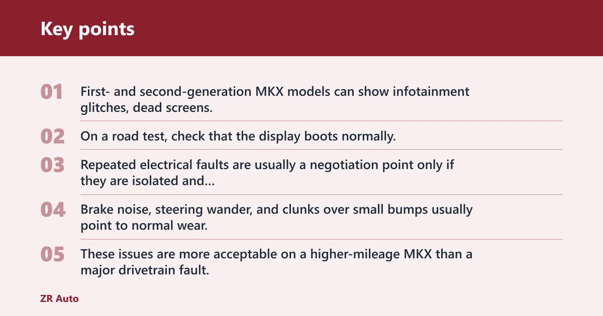 Key points: Common MKX problems to inspect