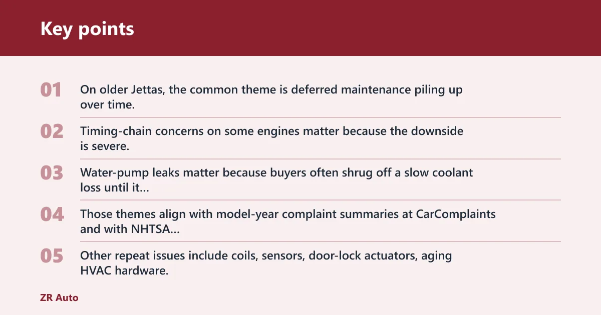Key points: What are the most common VW Jetta problems by year?