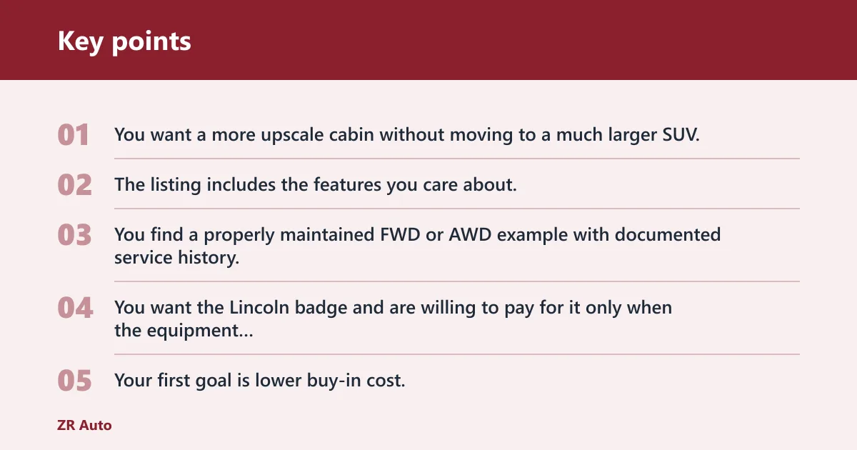 Key points: Choose Lincoln MKX if… / Choose Ford Edge if…