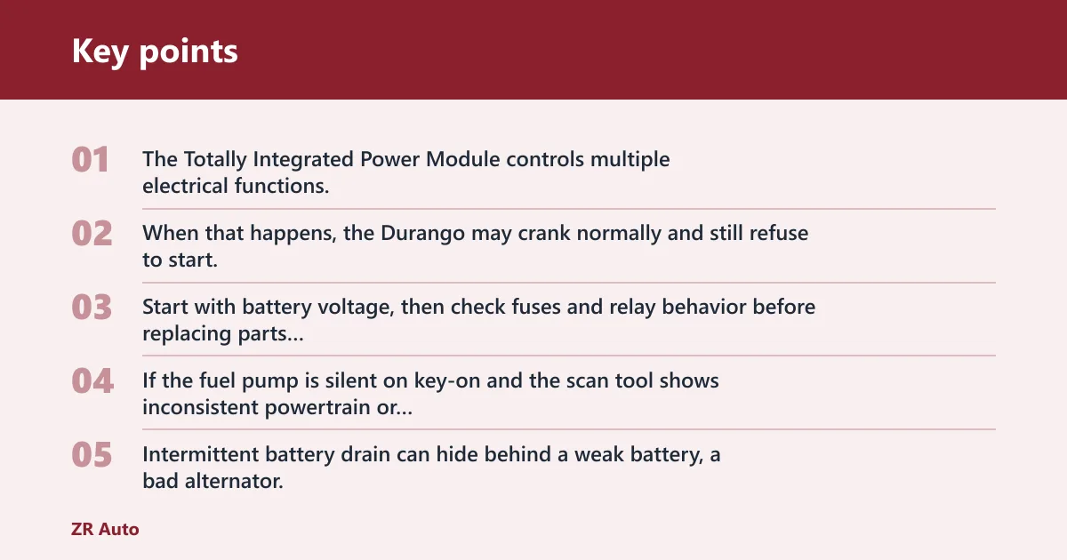 Key points: Can Durango electrical problems cause a no-start?