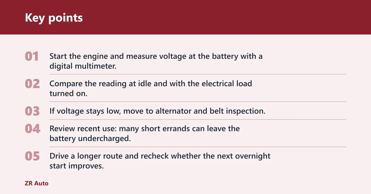 Key points: Is the alternator charging it?