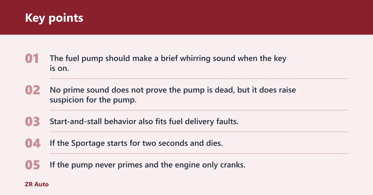 Key points: Fuel and ignition checks